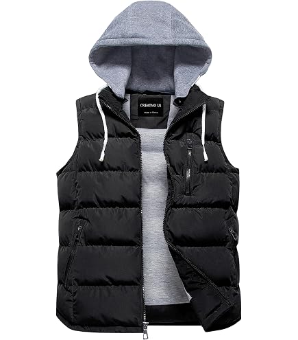 wantdo Men's Thickened Puffer Vest Outdoor Sleeveless Winter