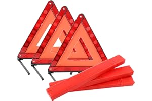 YaeKoo Triple Warning Triangle in Storage Case Foldable Emergency Warning Triangle Reflector Safety Triangle Kit, Foldable Reflective Car Roadside Safety Warning Sign, 3-Pack