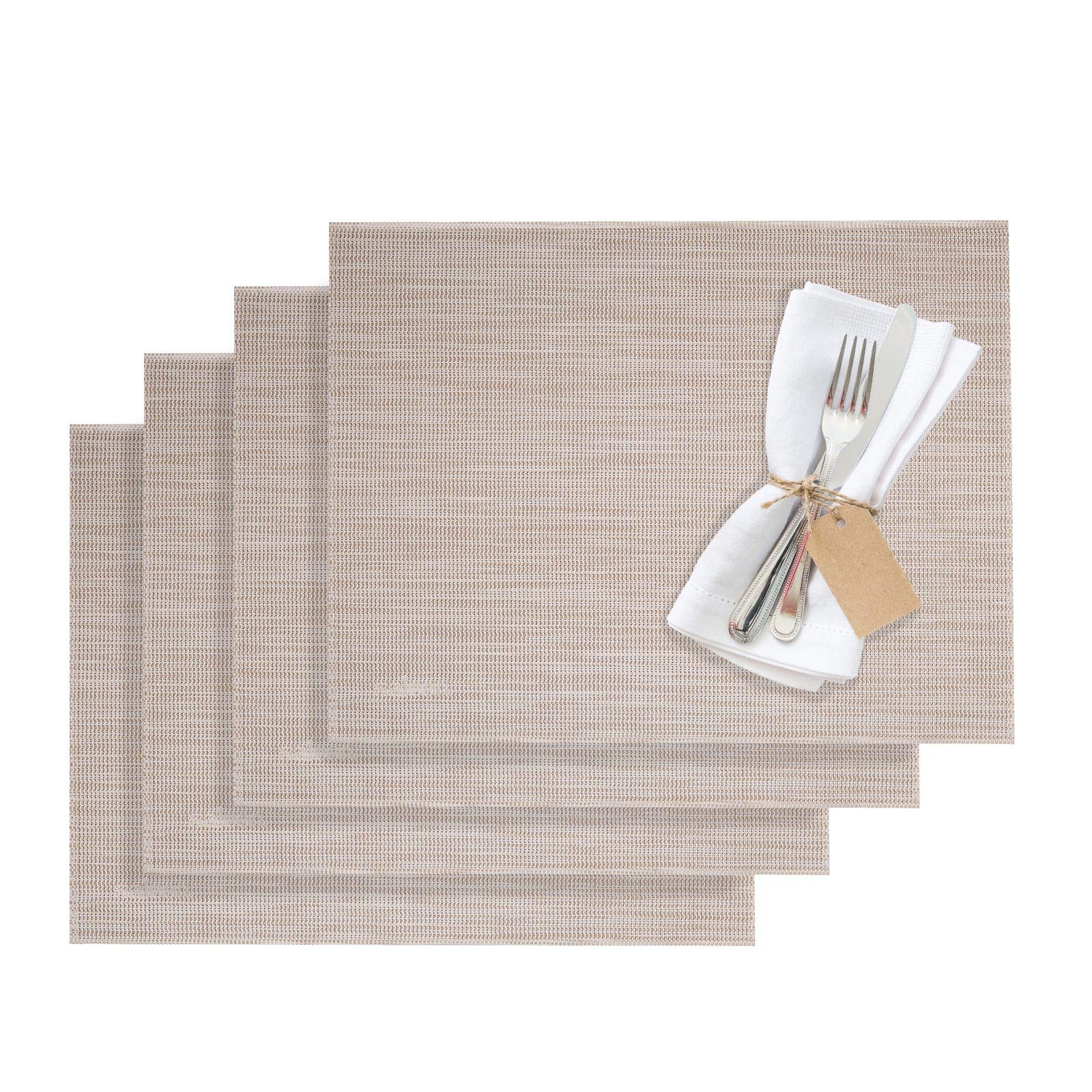 Westmark Placemats, 4 pieces, 42 x 32 cm, Synthetic, Beige/White, Saleen Edition: Linen