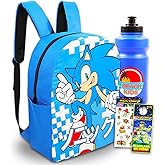 Sonic the Hedgehog Backpack Set - Bundle with 16" Video Game Bag with Stickers, Water Bottle, More | Sonic School Supplies for Kids and Teens