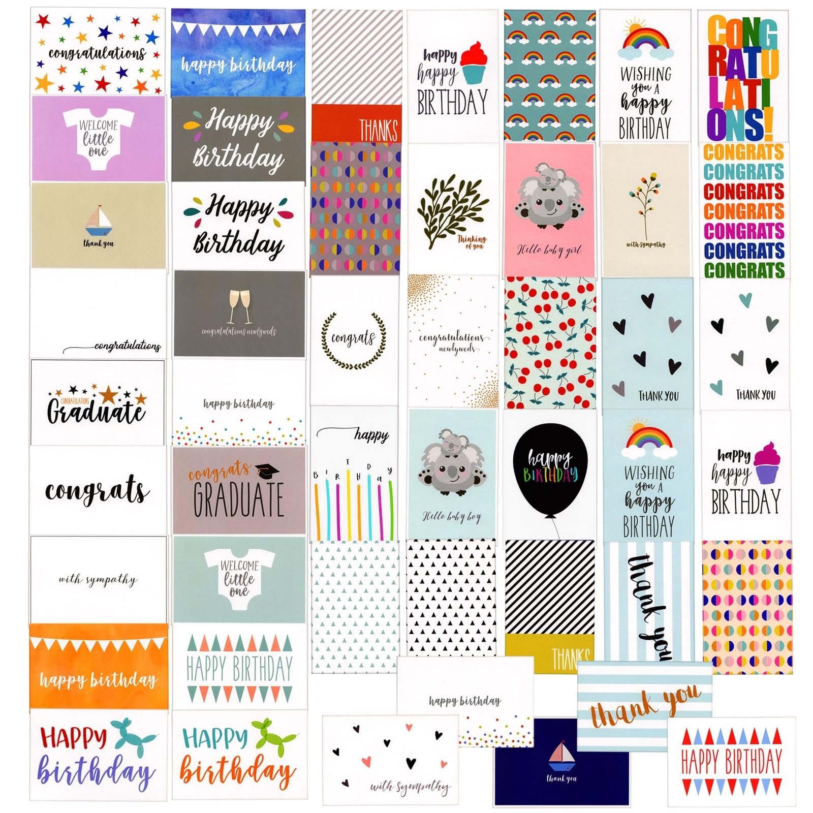 Photo 1 of BEST PAPER GREETINGS Assorted Greeting Cards - 48-Pack, Multicolor, Blank Inside, 4 x 6 In - Multi Occasion Cards for Birthday, Wedding & Thank You