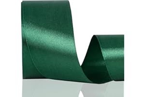 SDZMDL Dark Green Ribbon 2 Inch, 25 Yards/roll Solid Satin Ribbon for Gift Wrapping, Irish Festival Bow & Eternal Flower Making, Floral Bouquets, Party Decoration.