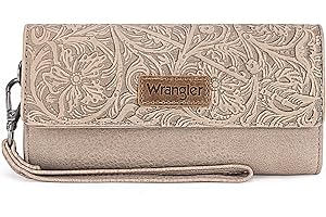 Montana West X Wrangler Western Wallets for Women Trifold Wristlet Wallets Large Capacity Women Clutch Wallet with Coin Purse