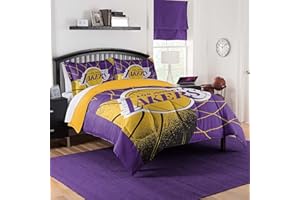 NORTHWEST Los Angeles Lakers NBA Comforter Set – Officially Licensed Bedding with Team Logo & Pillow Shams – Basketball Bedroom Decor– Basketball Fan Bedroom Set, Full/Queen