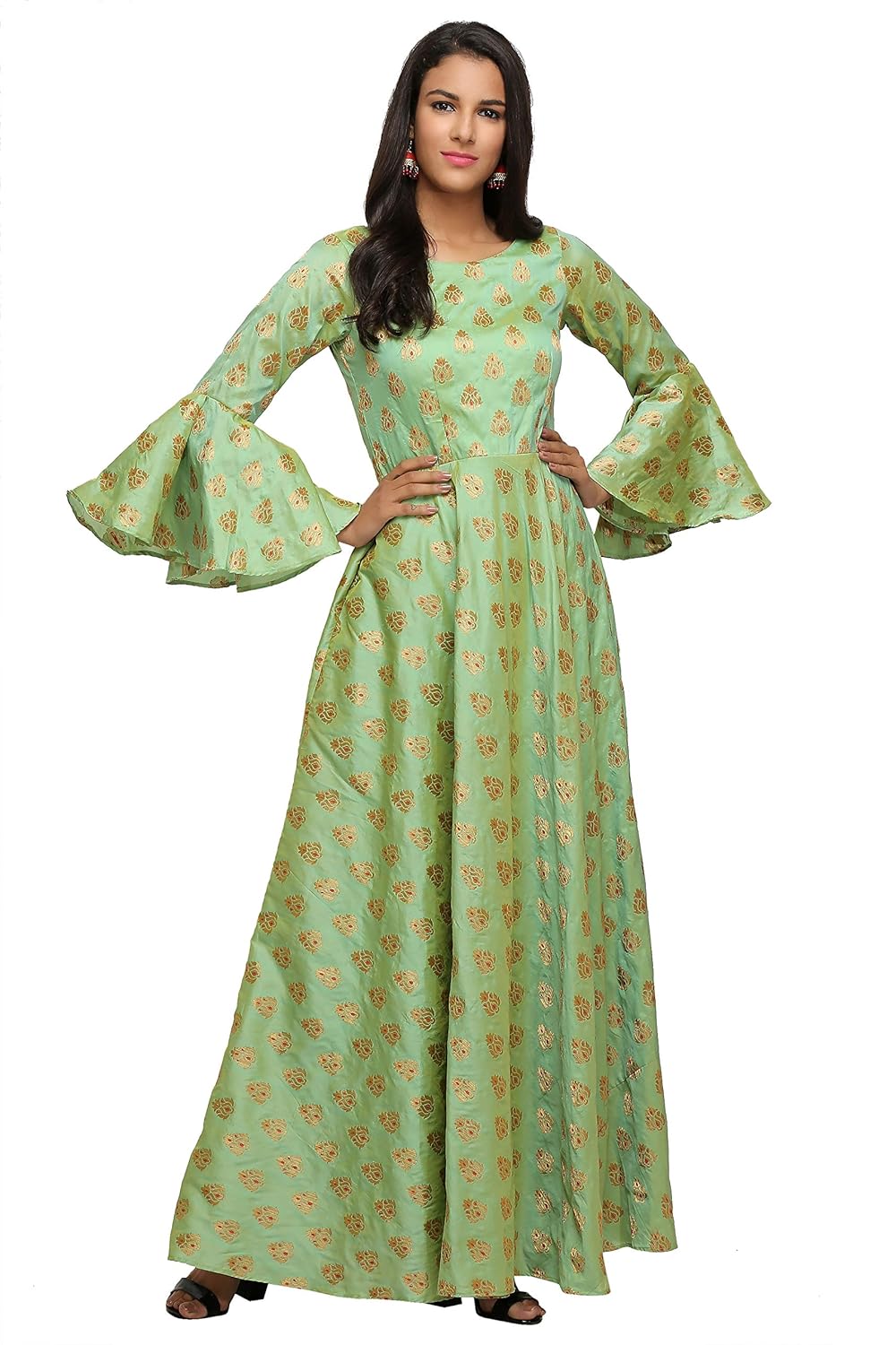 bell sleeve gown dress