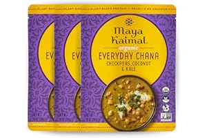Maya Kaimal Foods - Organic Indian Everyday Chana - 10oz - Fully Cooked Chickpeas with Coconut & Kale - Vegan - Microwavable - Ready to Eat - Pack of 3