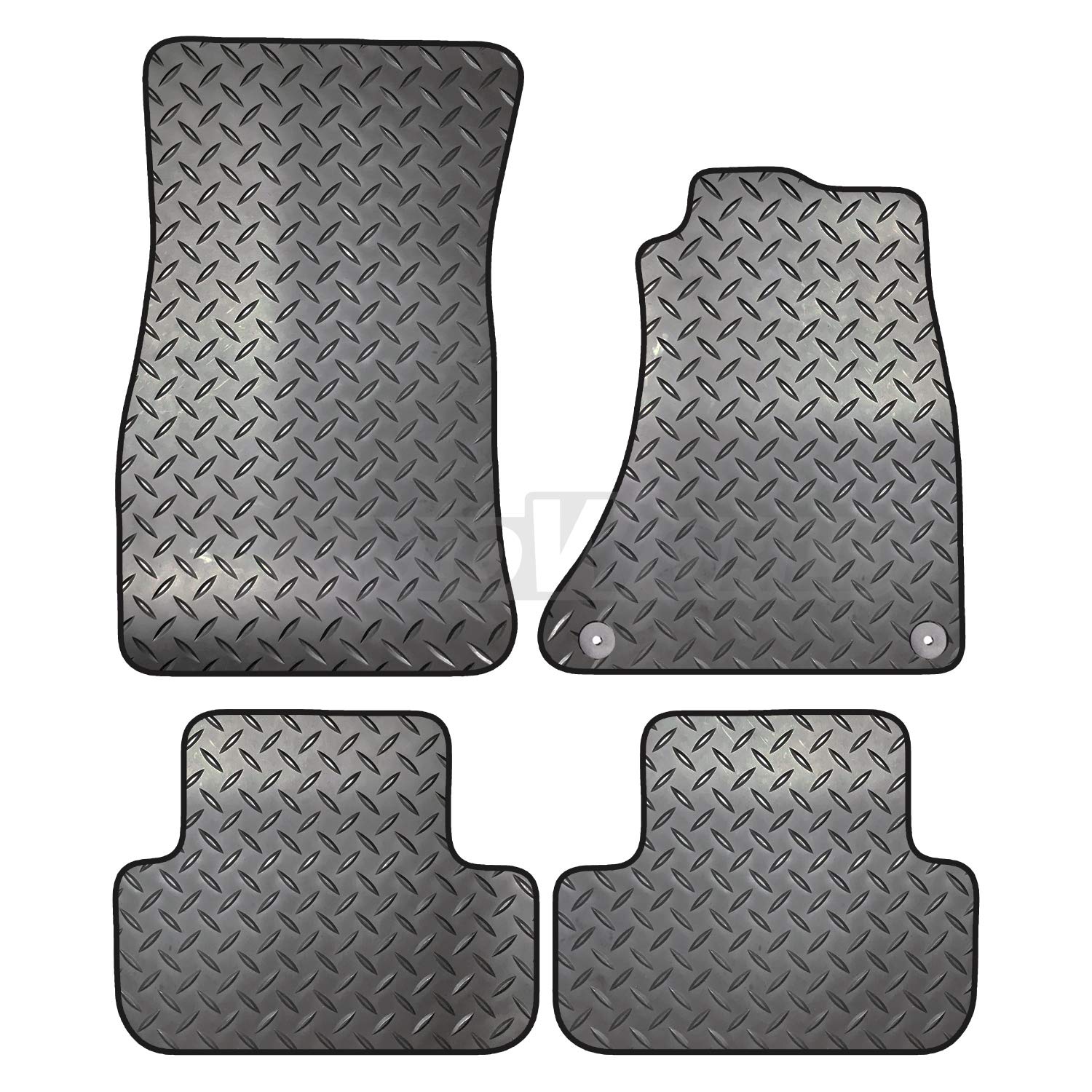 Carsio Rubber 4 Piece Car Mat Set For Audi A4 B8 2008 to 2015 [with 2 Clips] Tailored Fit Floor Mat Complete Accessory Black Custom Fitted - All Weather & Heavy Duty, Anti-Slip Backing