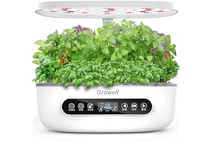 Hydroponics Growing System 12 Pods, Growell Smart Herb Garden with 96 38W LED Grow Lights, 10L Double-Layer Water Tank, Customizable Cultivation Program, Indoor Garden for Home Kitchen, Office (White)