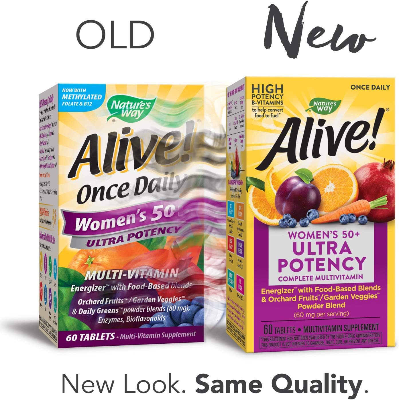 Nature's Way Alive! Once Daily Women's 50+ Multivitamin, Ultra Potency, Food-Based Blend, 60 Tablets: Health & Personal Care