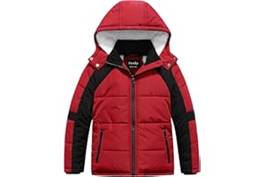 Pursky Boy's Warm Winter Coat Water Resistant Sherpa Outerwear Puffer Jackets With Removable Furry Hood