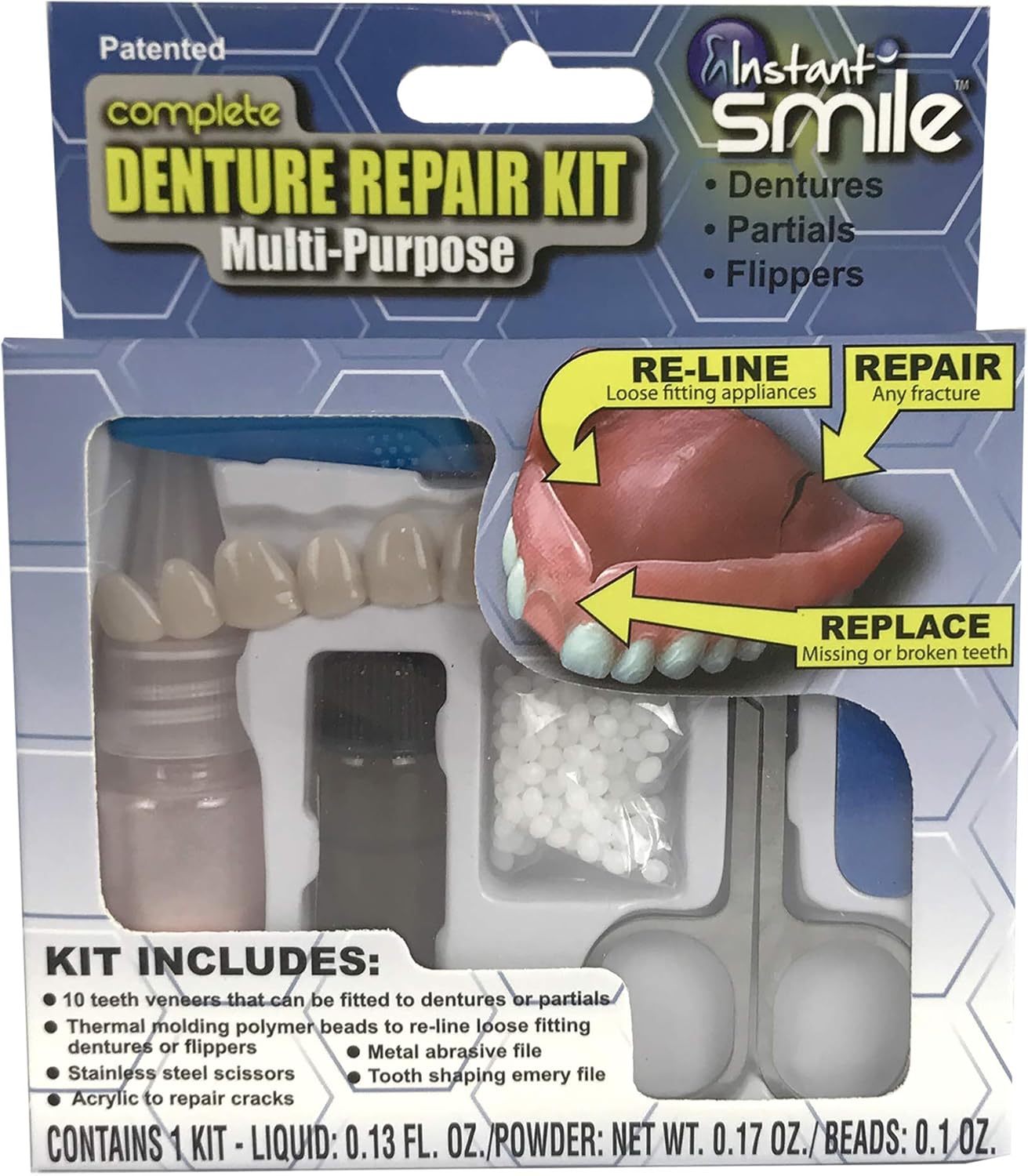 Instant Smile Complete Denture Repair MultiPurpose Kit BigaMart