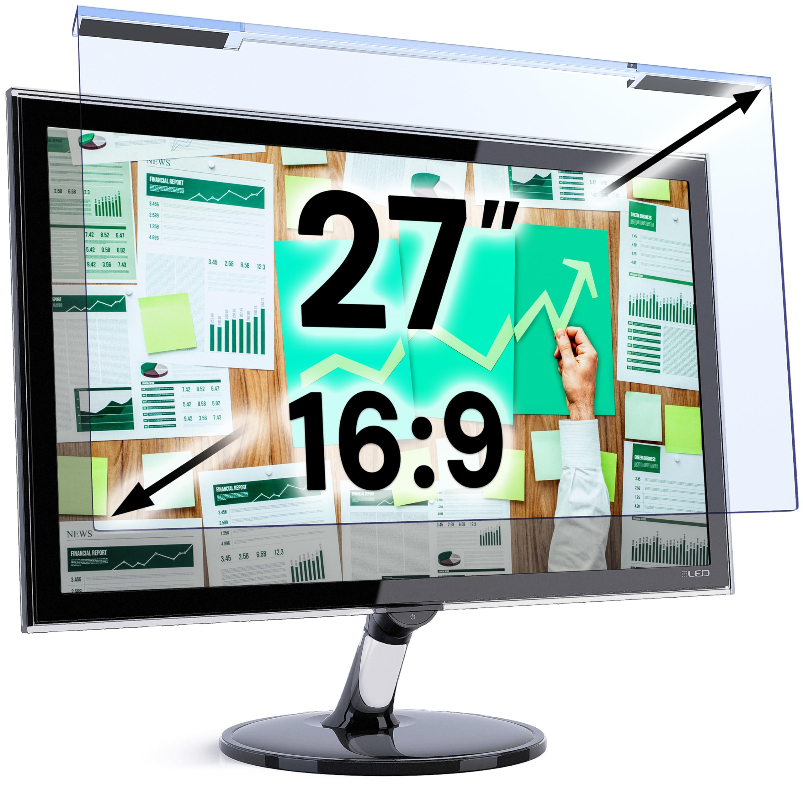 VINTEZ Blue Light Screen Protector for 27 Inch Computer Monitor and Laptop – Anti-UV Blue Light Blocking Film for Desktop PC, Eye Protection Filter, 24" x 14", 1 Pack — image 1