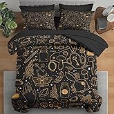 Pamnest Comforter Set Queen Size, Vintage Witch Dream 7 Pcs Bedding for Kids and Adults, Boho Mystic Occult Bed Sheet Sets with Fitted Sheet 2 Pillowcases & 2 Shams for Bedroom Bed Decor