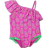 RuffleButts Girls UPF50+ Sun Protection One Shoulder Single Ruffle One Piece Swimsuit