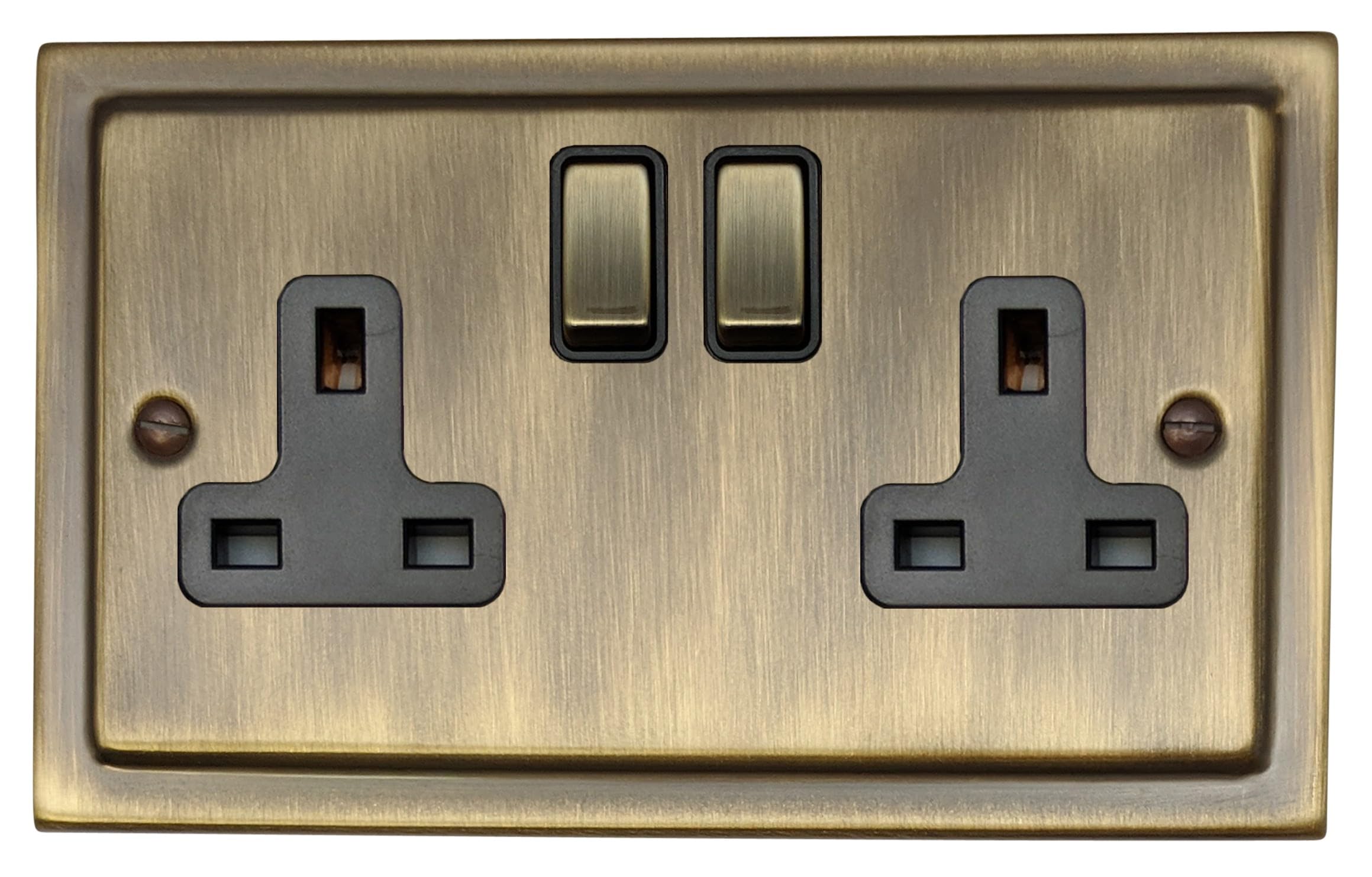 G&H Brassware TAB310 Victorian Antique Brass 13A Switched 2 Gang Double Socket