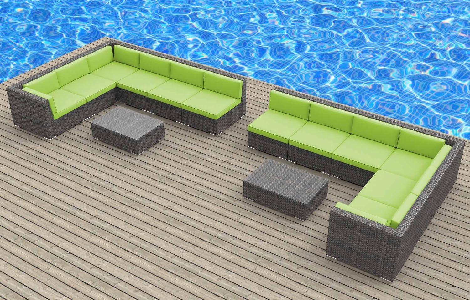 Urbanfurnishing Net 14b Lajolla Beige 14 Piece Modern Wicker Patio Furniture Sofa Sectional Couch Set Patio Lawn Garden Patio Furniture Accessories