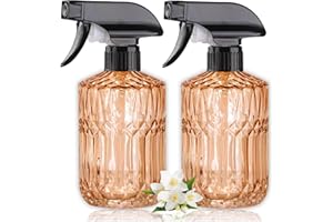 Glass Plant Mister, 15oz Refillable Water Bottle Spray, 2 Pack Reusable Adjustable Nozzle Handheld Watering Can Indoor for Cl