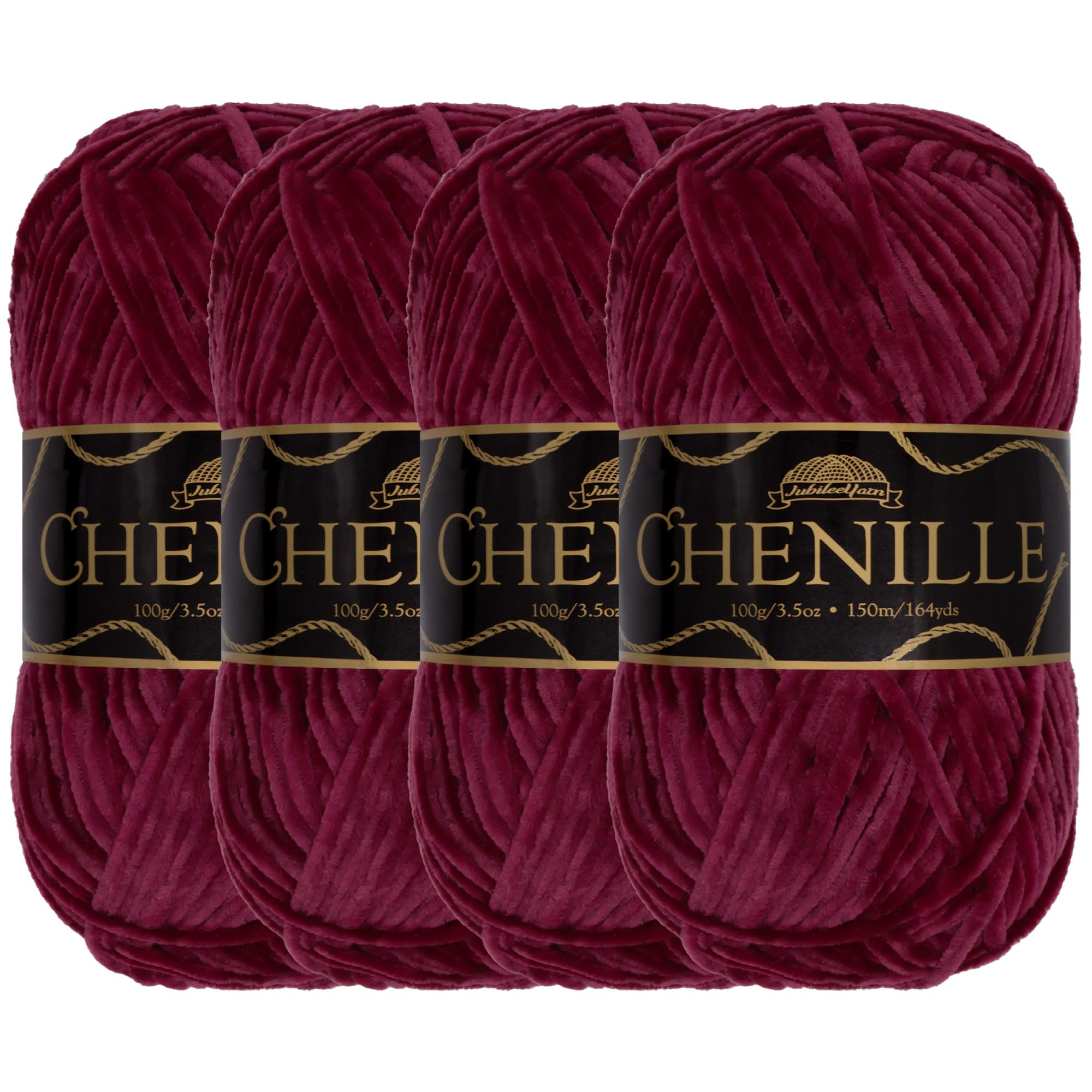 JubileeYarn Chenille Yarn - Worsted Weight - 100g/skein (4 Skeins, 145 Jasper)