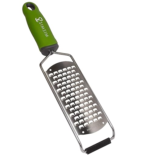 SimSim Profi Reibe, Premium Hobel, Edelstahl, Parmesanreibe, Küchenwerkzeug spülmaschinengeeignet, grüner Griff