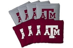 YouTheFan Officially-Licensed NCAA Set of 8 Cornhole Bags - All Weather Dual Sided Slide & Stop - Regulation Size with Carry case