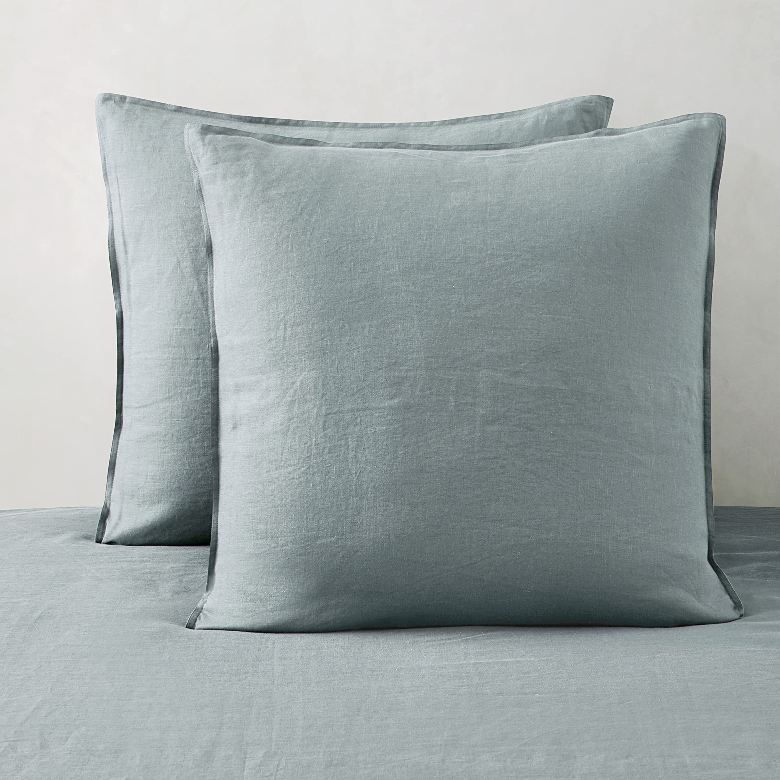 Photo 1 of ATLINIA Linen Pillow Cases Euro Sham - 26 x 26 Inch Bed Pillow Protector Cover Set of 2 Bedding Cooling Neutral Pillowcase Shams Dusty Blue