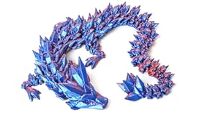 Flavery 3D Printed Crystal Dragon - 12inch Fidget Toy Dragon, Articulated Dragon, Office Desk Toy, Home Decor (Purple)