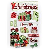 Paper House Productions Die-Cut Dimensional &amp; Glitter Accent Scrapbook Sticker Sheet - Christmas Presents