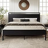 Allewie King Size Platform Bed Frame with Wooden Headboard and Footboard, Heavy Duty 12 Metal Slats Support, No Box Spring Needed, Under-Bed Storage, Noise Free, Easy Assembly, Black Oak