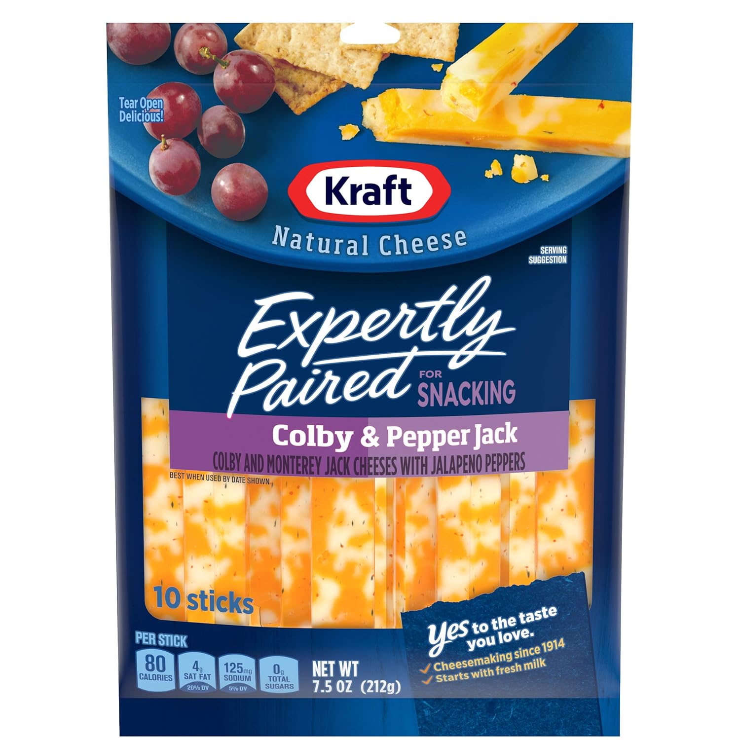 Kraft Expertly Paired Colby & Pepper Jack Snacking Cheese Sticks, 10 ct
