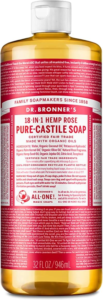 Dr Bronner's Organic Rose Castile Liquid Soap 946ml