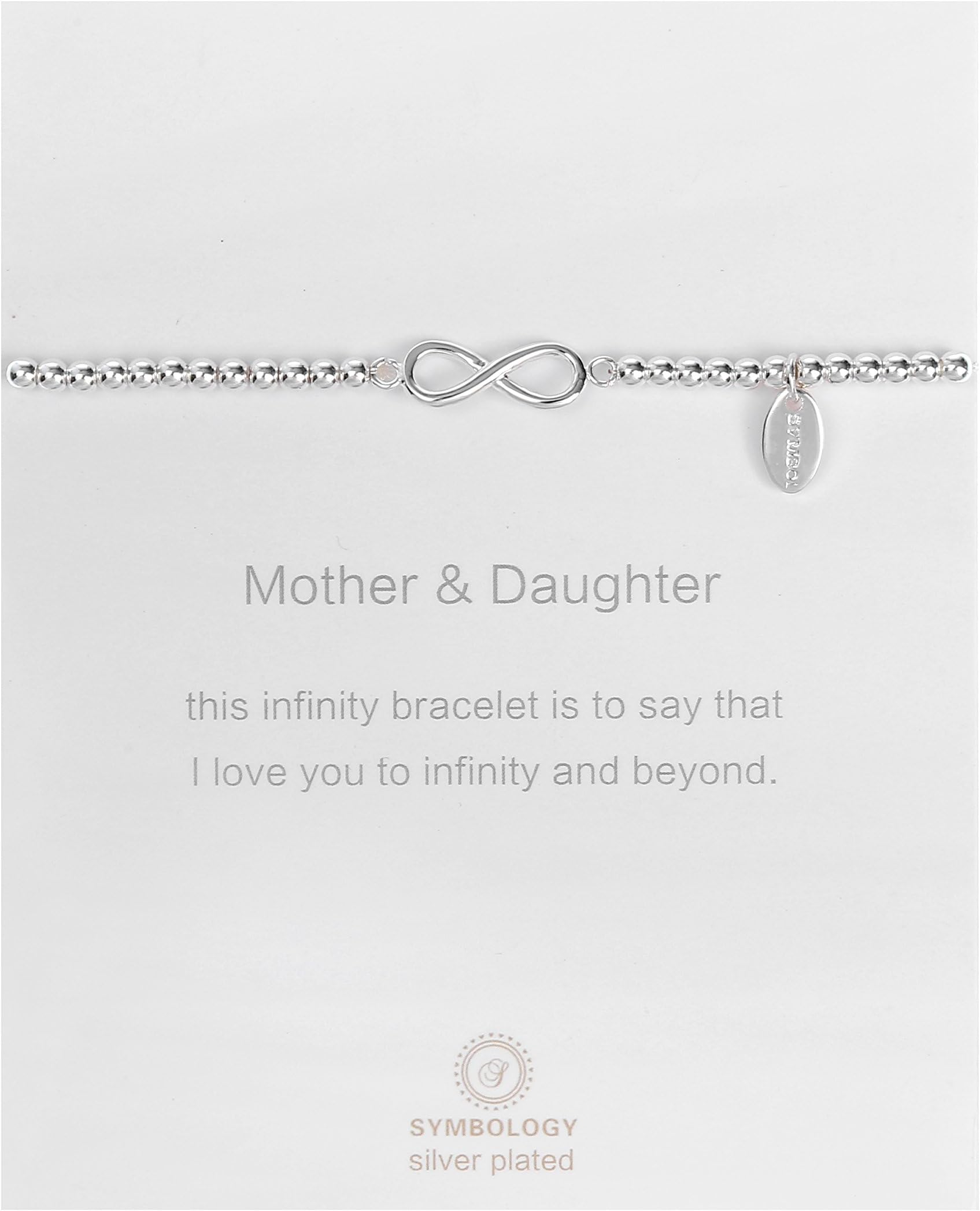 SYMBOLOGY Silver Sentiment Mother & Daughter Bracelet with Infinity Symbol Charm. Silver Lining Collection, for Your Families (Gift Boxed) 801