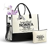 InnoBeta Nonna Gifts Canvas Tote Bag, Important Nonna Stuff Bag with Top Zipper Closure and Shoulder Strap for Birthday, Mother's Day, Christmas