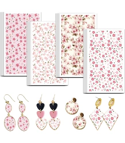 OLYCRAFT Papier Transfert De Noël 24 Pièces (4 Motifs) - Idéal Pour Bijoux Pâte Polymère, Boucles D'Oreilles Et Créations DIY