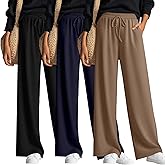 Neer 3 Pack Women's Wide Leg Yoga Pant High Waist Drawstring Sweatpants Loose Open Bottom Lounge Pants with Pockets