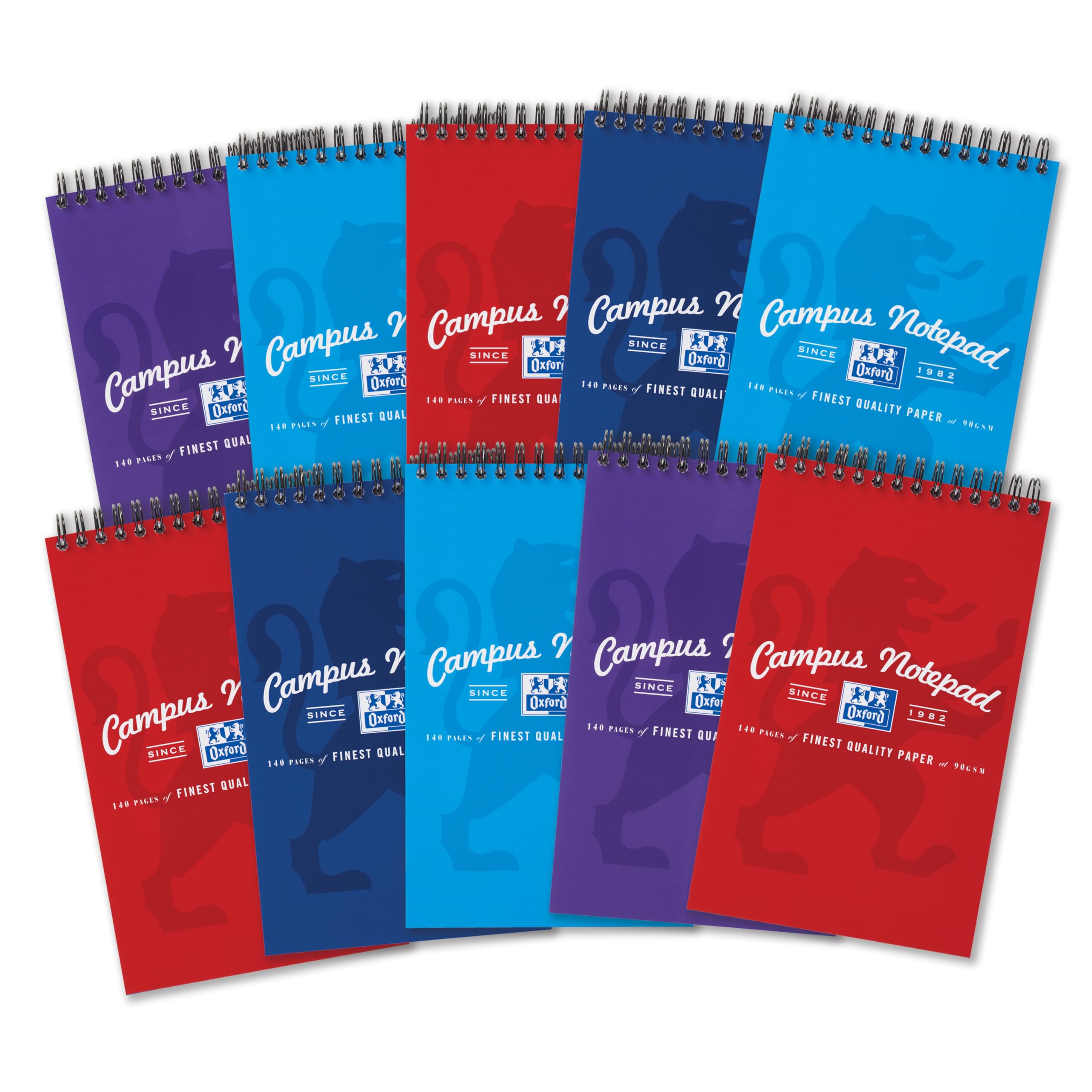 Oxford Campus Reporters Notebook - Assorted Colour, Pack of 10, Multicoloured