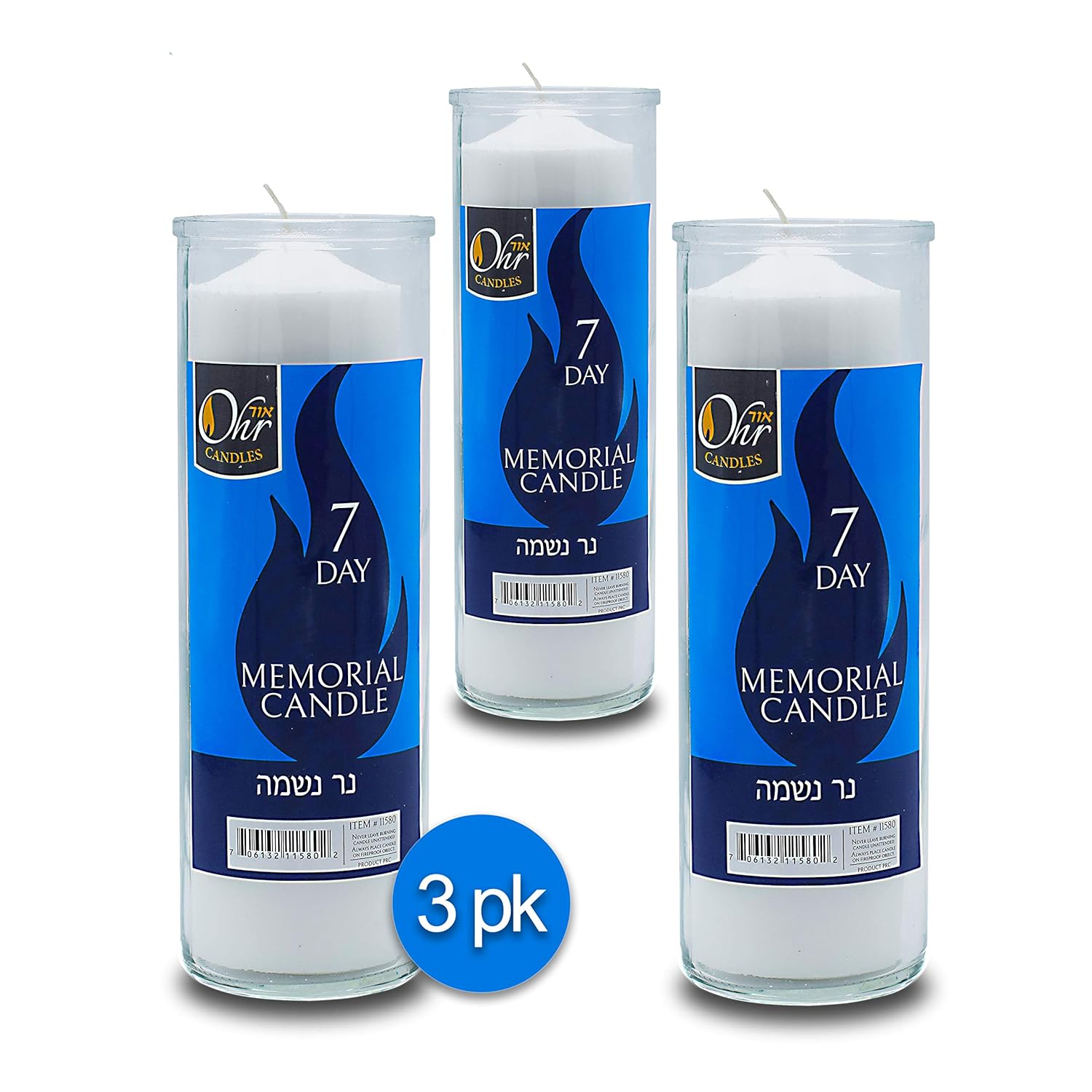 Ohr 1 Day Yahrzeit Candle - 24 Pack - 24 Hours Kosher Yahrtzeit