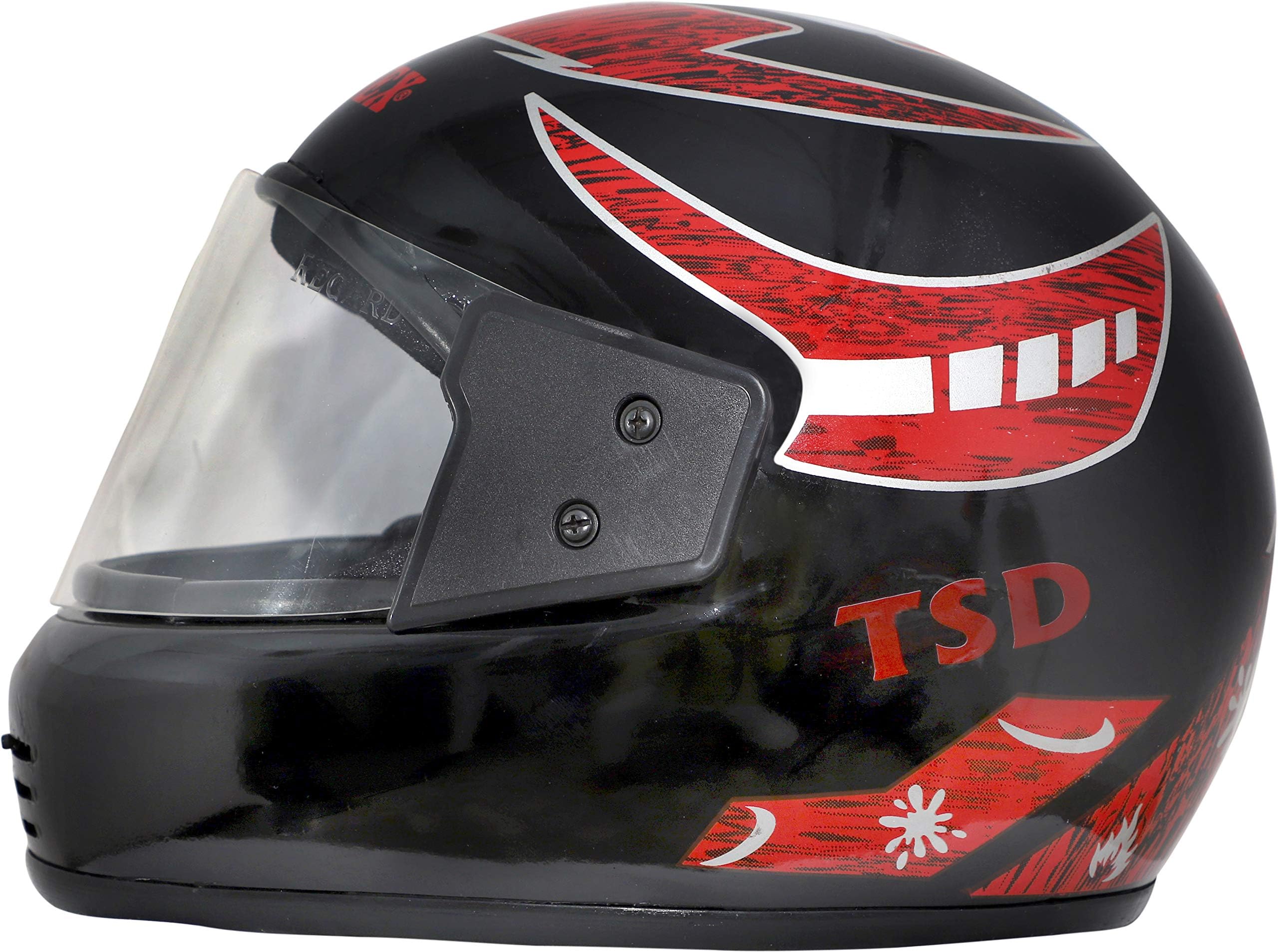 Motofly Men's Galaxy Great Strong Polycarbonate Full Face ISI Approved Motorbike Helmet ( Black, Red, L)