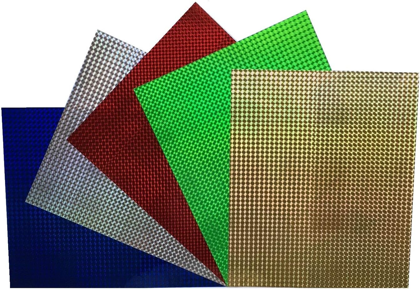 Metallic Holographic Vinyl 5 Sheets for Cricut Maker Expression Explore Silhouette Cameo Make Decals Signs Prism Red Green Blue Gold Silver (5 Pack) 12" x 10"