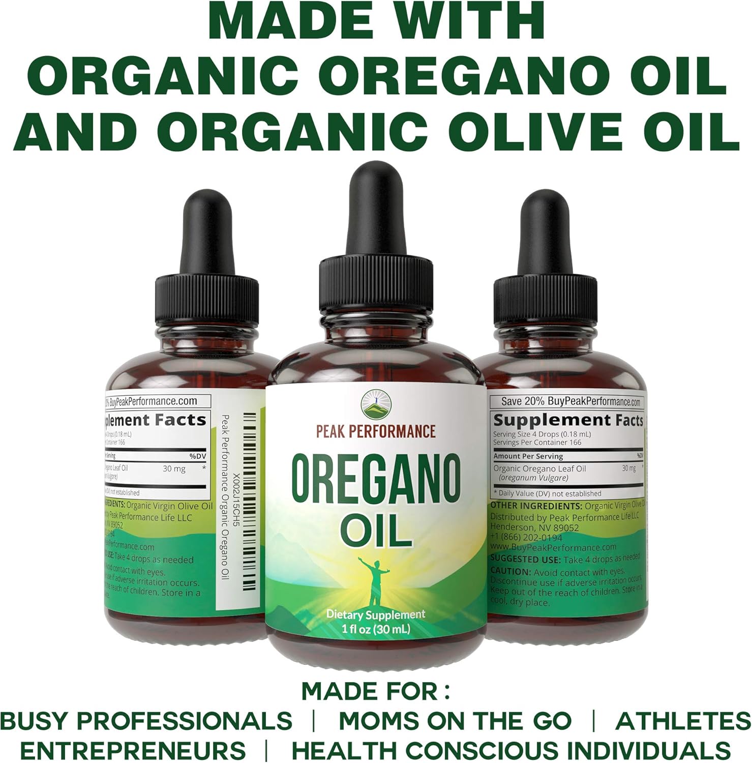 Organic Oregano Oil Vegan Liquid Drops Supplement with Organic Virgin Olive Oil. Origanum Vulgare from Herbal Leaf of Standardized Extract. Food Grade for Internal Use with Antioxidants Carvacrol: Health & Personal Care