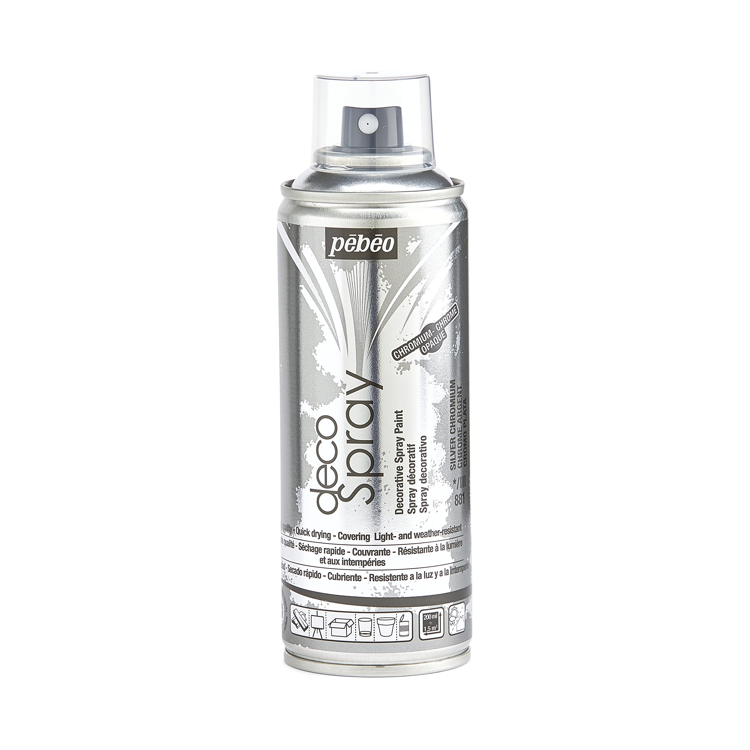 PEBEO 93881 200ml DecoSpray, Acrylic, Silver Chromium, 16.5 x 5.2 x 5.2 cm