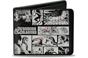BUCKLE-DOWN Wizards of the Coast Wallet, Bifold, Dungeons and Dragons Monster Illustration Blocks Black White, Vegan Leather