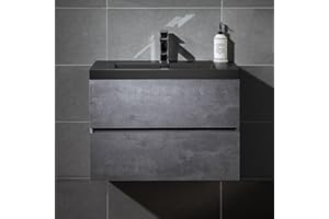 WOODBRIDGE 30 in. W x 19 in. D Wall Mounted Floating Bathroom Vanity in Gray with Quartz Sand Composite Vanity Top in Matte Black