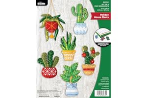 Bucilla Felt Applique Ornament Kit, Holiday Houseplants Set of 6 Felt Applique Ornament Making Kit, Perfect for Holiday DIY N
