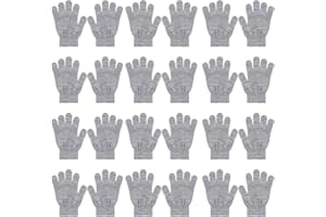 QKURT 12 Packs Winter Magic Gloves for Kids,Full Fingers Winter Stretch Gloves