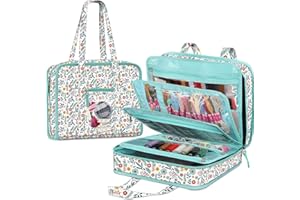 FINPAC Sewing and Craft Supplies Storage Tote, Large Capacity Travel Packing Organizer Bag with Clear Pockets and Handle for Knitting, Crochet, Art, Sewing Accessories