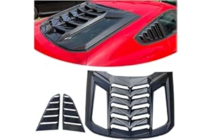 WildWell Mustang Rear Window Louvers for Ford Mustang 2015-2023 GT/Shelby/EcoBoost /V6 /V8 Rear Windshield Sun Shade Cover Lambo Style All Weather Carbon Fiber Style