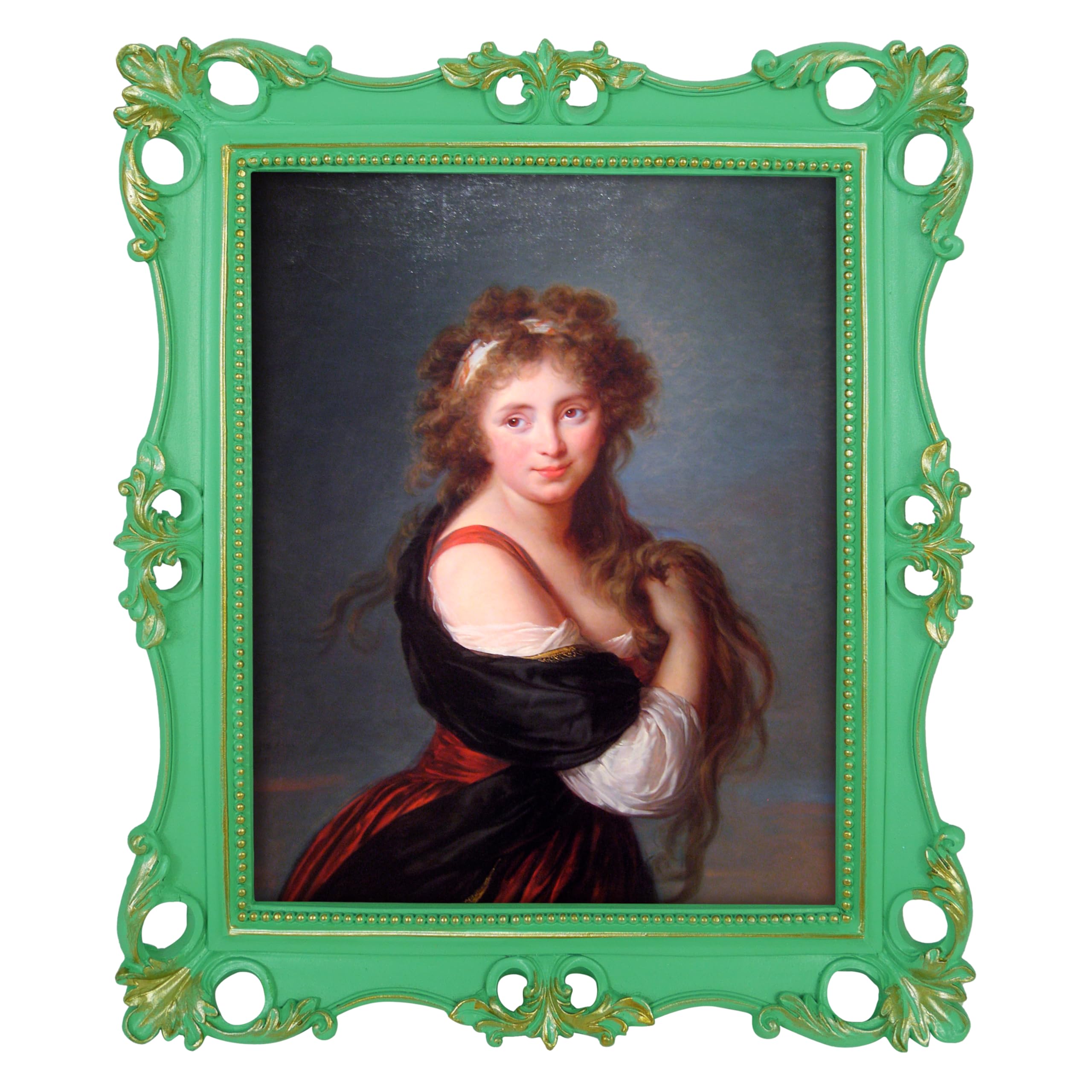 Simon's Shop Picture Frames 8x10 Antique Frame 8x10 Vintage Picture Frame 10x8 Light Green with Gold Trim Wall Table Picture Frame