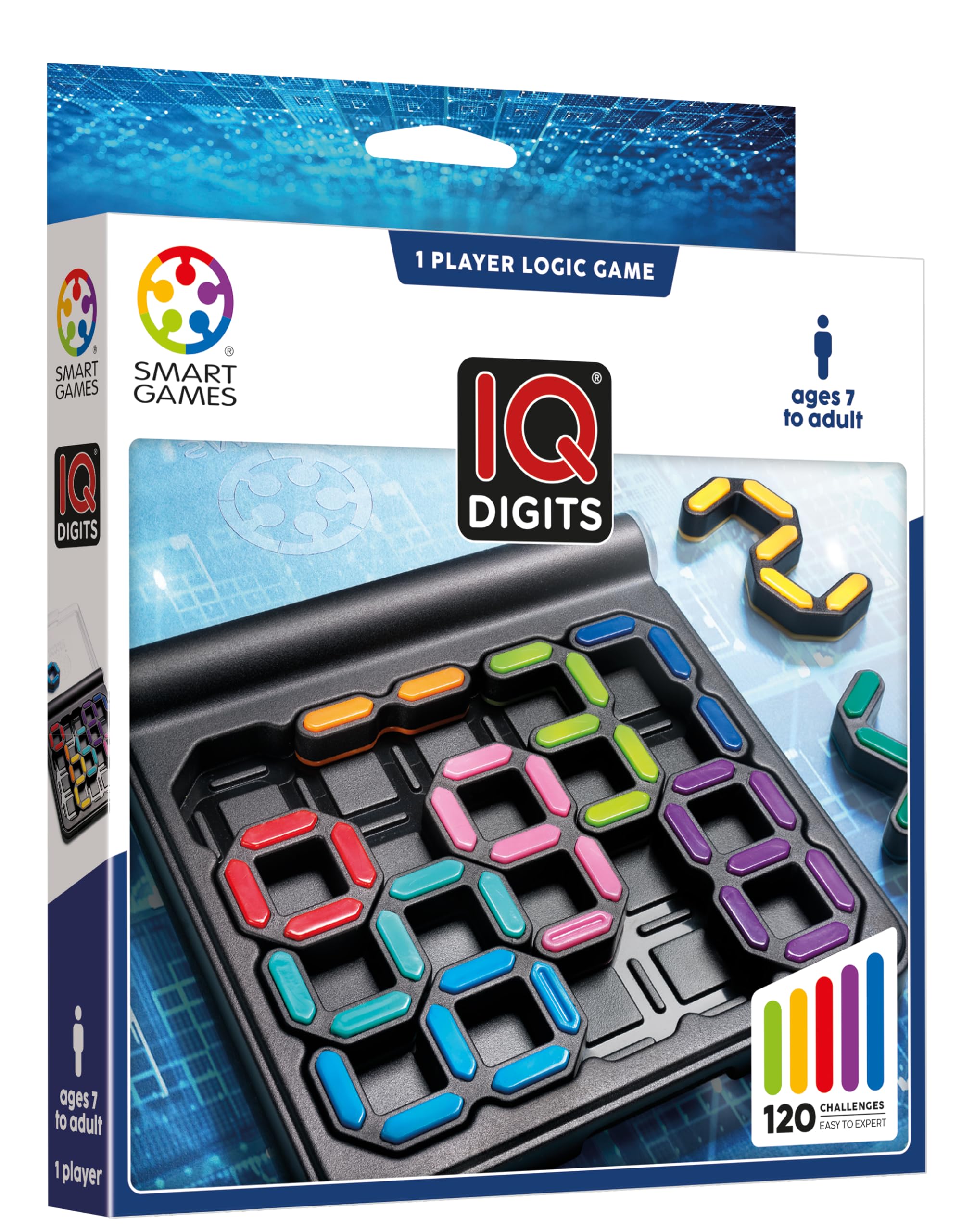 SmartGames - IQ Digits, 1 Player Puzzle Game, 120 Challenges, Ages 7+