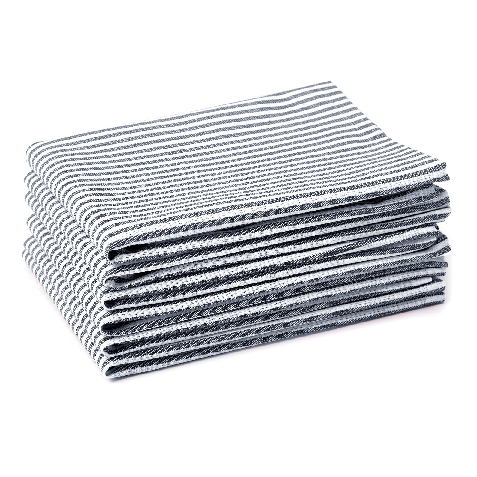 Encasa XO Cotton Cloth Napkins Set of 6, 18"x18" | Washable & Reusable Dinner Napkins White & Ticking Navy Blue Table Napkins for Farmhouse, Wedding, Holiday, Party & Everyday Dining — image 1