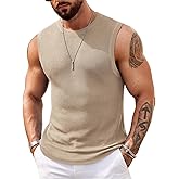 COOFANDY Mens Casual Knitted Tank Tops Crew Neck Sleeveless Muscle T Shirts Summer Beach Tops
